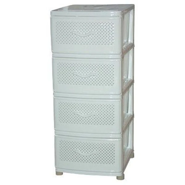 Комод 4-х секционный 40*48*98см пластик КЛАССИКА сетка белый