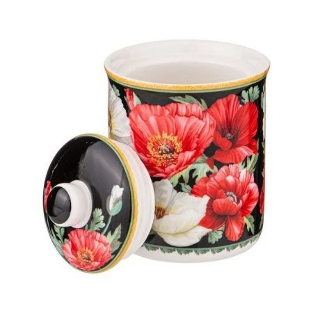 Банка для сыпучих продуктов 220мл 9,5*7,5см фарфор МАКИ черная (48)