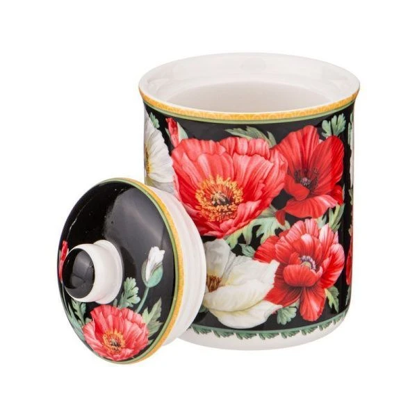 Банка для сыпучих продуктов 220мл 9,5*7,5см фарфор МАКИ черная (48)