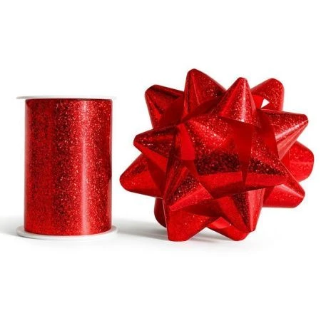 Набор для упаковки подарков (лента упаковочная 10мм*10м и бант) красная (360) JC-17116
