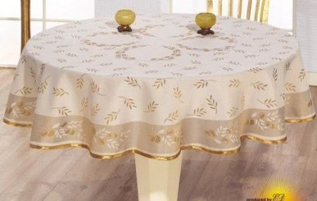 Скатерть 160см жаккард VEROLLI OLIVE круглая Q (Золотистый) Скатерть 160см жаккард VEROLLI OLIVE круглая Q (Золотистый)