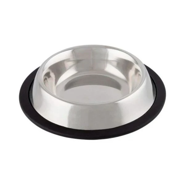 Миска для животных 380мл нерж.сталь с антискользящим прорезин.дном (72)