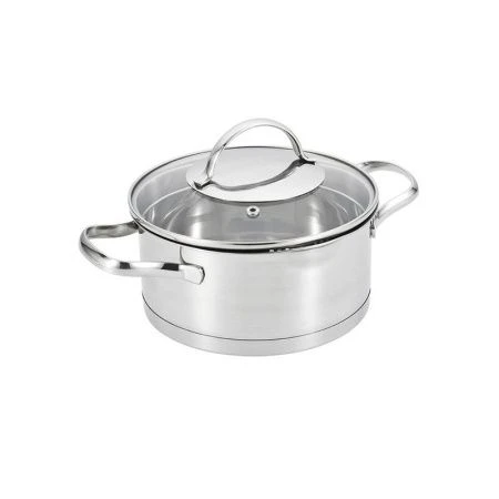 Кастрюля 2,6л h10,5см нерж.сталь со стекл.крышкой 18см толщ.0,5мм (12)