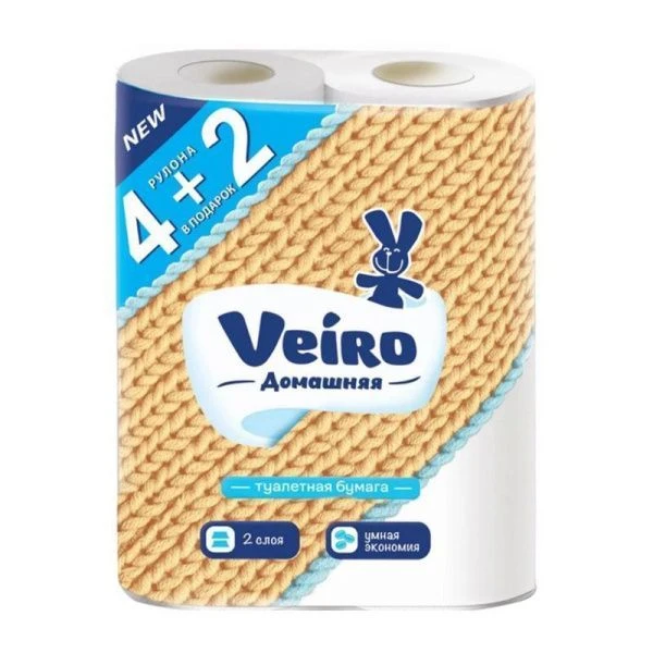 Бумага туалетная VEIRO ПРОМО Домашняя 6шт 15м 2-х слойная (12)