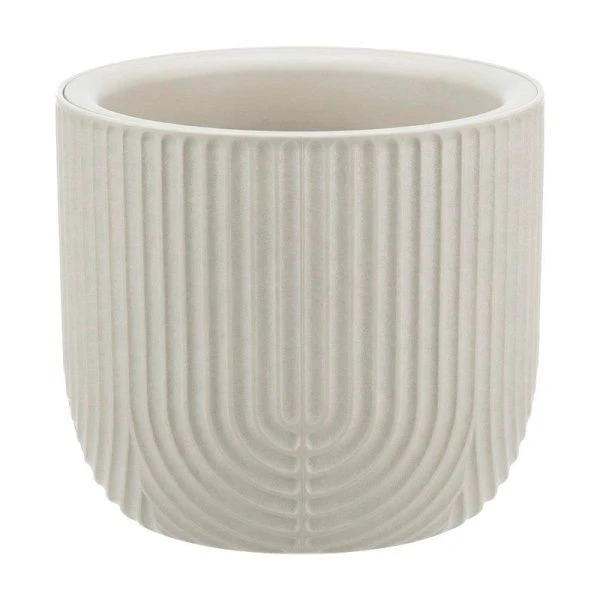 Кашпо 1л 150мм пластик РАМОНА со вставкой белый ротанг (12)