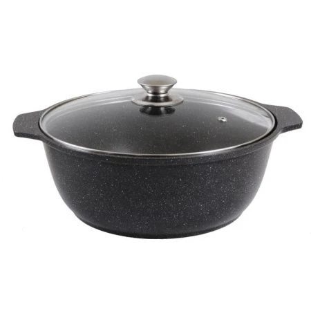 Жаровня 3л алюминий стекл.крышка АП темный мрамор (5)