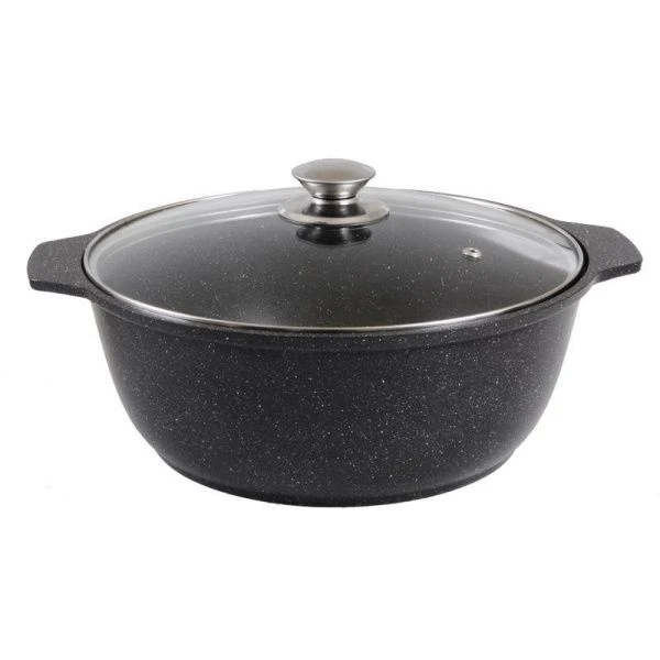 Жаровня 3л алюминий стекл.крышка АП темный мрамор (5)