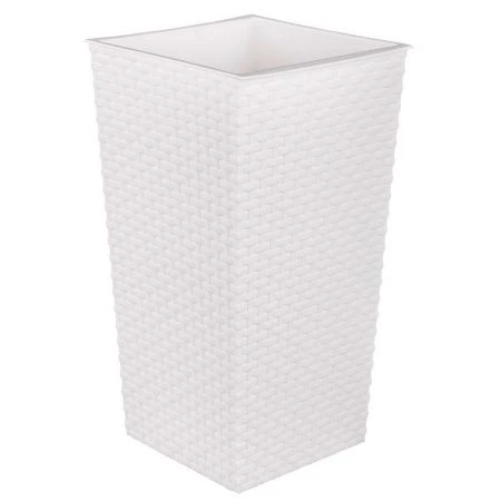 Кашпо напольное 15л пластик РОТАНГ со вставкой 8л 22*22*41,5см белое (5)