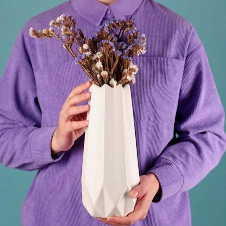 Ваза для цветов керамика Абстракция белая 8,5*28см