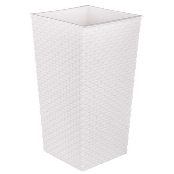 Кашпо напольное 15л пластик РОТАНГ со вставкой 8л 22*22*41,5см белое (5)