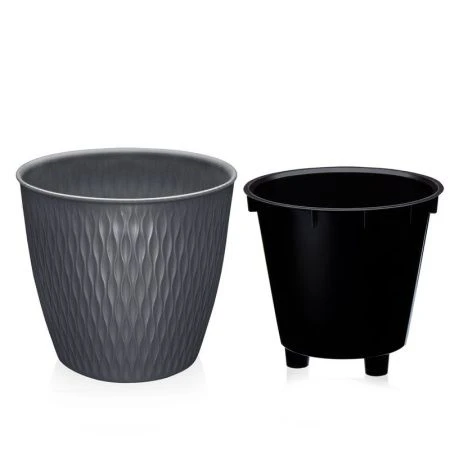 Кашпо 2,3л пластик Kerama графитовый (36)