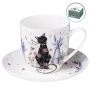 Чайный набор 2пр фарфор ЛАВАНДОВЫЕ КОТЫ на 1 персону 350мл (24)