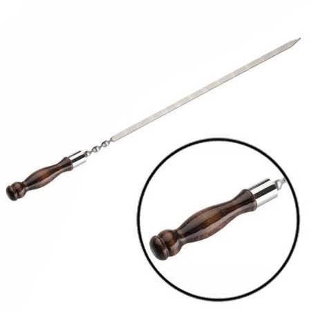 Шампур плоский 550*12*3мм металл с дерев. лакиров. ручкой Кольцо 2к-222 (24)