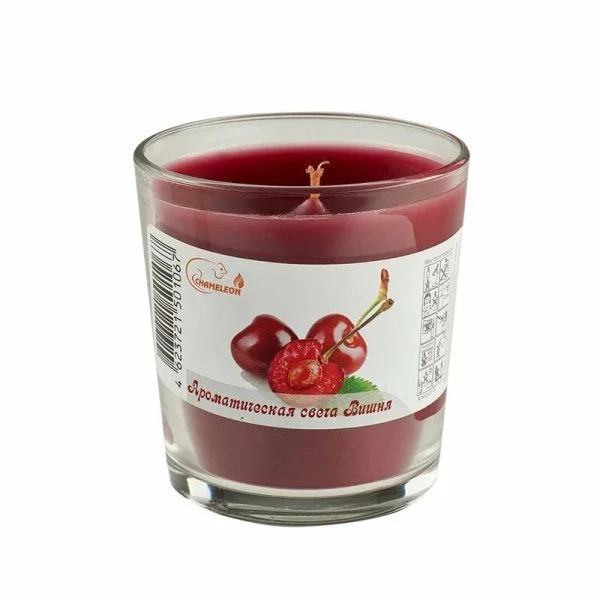 Свеча ароматизированная парафин в стеклянном подсвечнике Вишня (18)