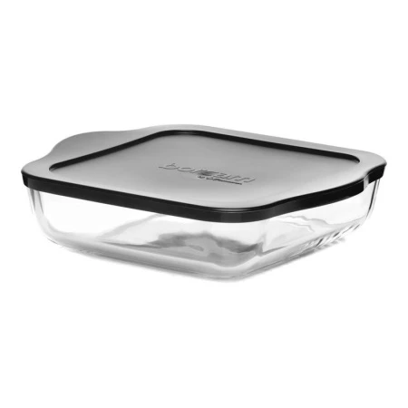 Форма для запекания 2л стекло БОРКАМ квадратная с серой пласт.крышкой 22*22см 59034GREY (6)