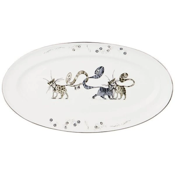 Блюдо 27*15см фарфор Котики овальное (36)