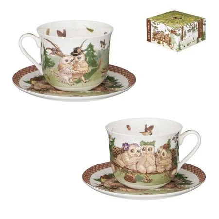 Чайный набор 2пр фарфор СОВЫ на 1 персону 500мл (24)