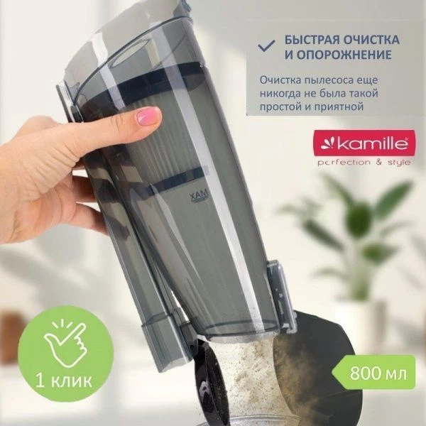 Пылесос циклонный вертикальный 600Вт щелевая насадка, щетка для пола, черный (1)