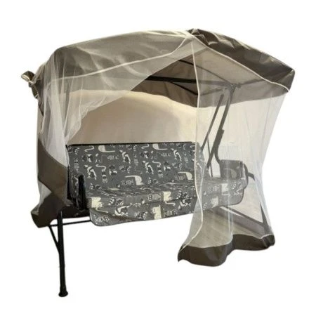 Качели садовые металл ИРИС 3-х мест.(до 220кг) каркас корич., рис.коричневый 200*140*176см GS1447