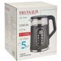 Чайник электрический 1,7л стекло 2200Вт DELTA LUX DE-1025 LCD дисплей, черный (6)
