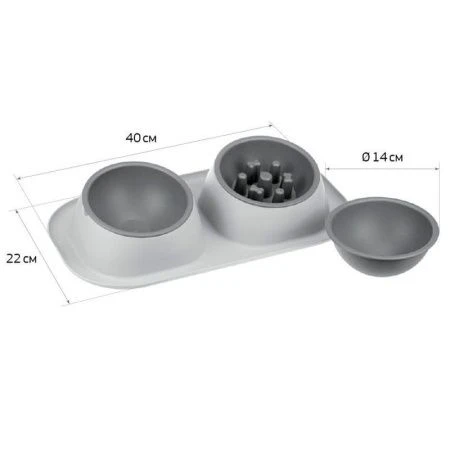 Миска для животных двойная 450мл пластик ТВИКС МАКСИ + подарок миска для медл. кормл. смоки (8)