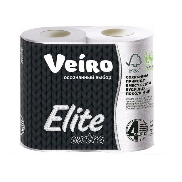 Бумага туалетная 4шт 15м VEIRO ELITE EXTRA 4-х слойная (10) Бумага туалетная 4шт 15м VEIRO ELITE EXTRA 4-х слойная (10)