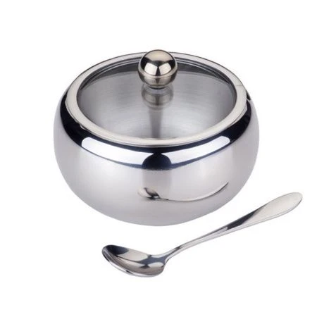 Сахарница 460мл нерж.сталь со стекл.крышкой и ложкой (24)