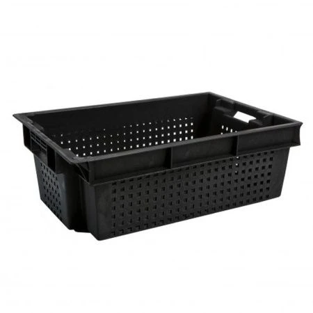 Ящик продуктовый 60*40*20см пластик черный перфорированный Бр.9.13 (1)