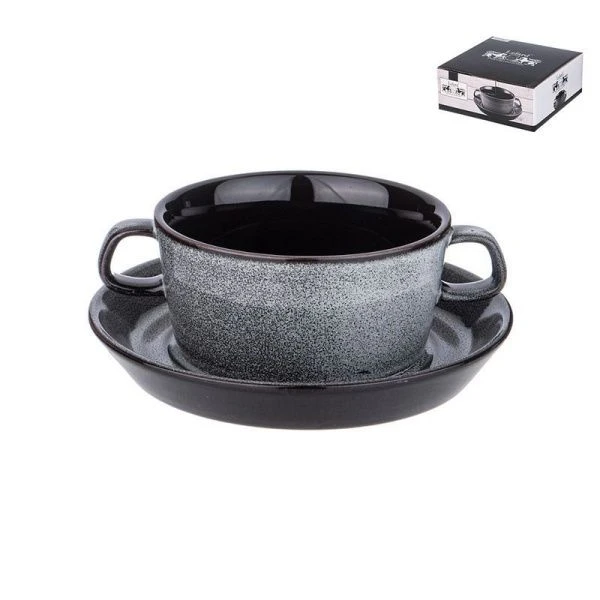 Бульонница с блюдцем 15*10*6см фарфор LEFARD ГРАФИТ (36)