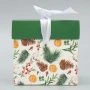 Коробка новогодняя подарочная складная картон Новогодние ветки 10*10*10см Коробка новогодняя подарочная складная картон Новогодние ветки 10*10*10см