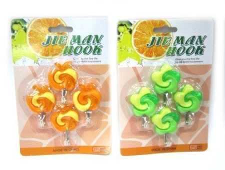 Набор крючков пластик 4шт. самоклеющиеся фигурные Звездочки-леденцы JC-364 JM-9911-4(1