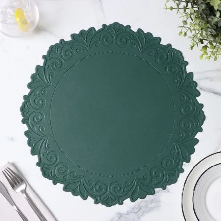 Салфетки сервировочные набор 4шт 37,5см ПВХ экокожа Элоиза зеленый (75)
