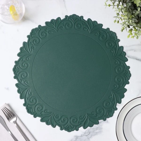 Салфетки сервировочные набор 4шт 37,5см ПВХ экокожа Элоиза зеленый (75)