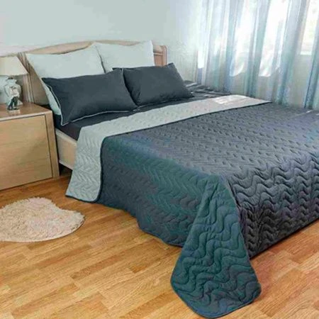 Покрывало стеганое 210*220 поплин ДомВелл двустороннее Графит