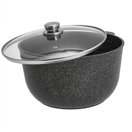 Кастрюля-казан алюминий АП МЕГАЛИТ 18 стекл.крышка Гранит (6)
