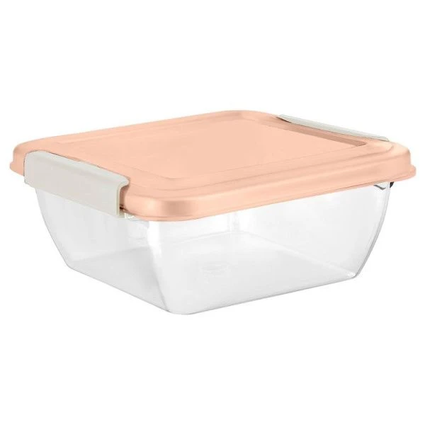 Контейнер пищевой 500мл пластик Helsinki с защёлками квадратный персиковая карамель (23)