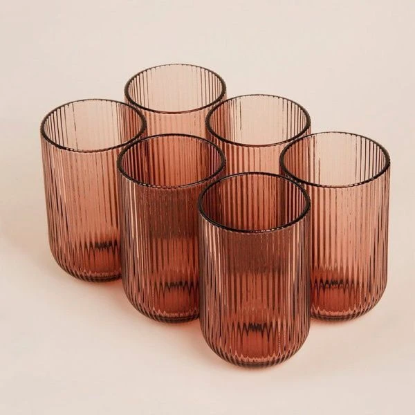 Стаканы набор 6шт 400мл стекло МОДЕРН розовый 13*8см Стаканы набор 6шт 400мл стекло МОДЕРН розовый 13*8см