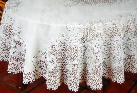 Скатерть 60*90 (150*228) ПВХ ОВАЛ CROCHET белая S-312A (24)