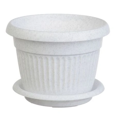 Кашпо 26л D420мм пластик ЛИВИЯ с поддоном мраморный (5)