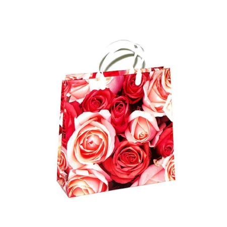 Пакет с пластиковой ручкой 30*30*10см Чайные розы 19/132 сред. (20/200)
