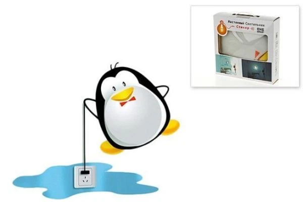 Лампа настенная детская с декоративной наклейкой Пингвин 60х60см (плафон-d=26см h=7,5см) (цоколь-Е14 на