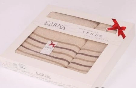 яяяНабор полотенец махровые Karna VENUS (50*90/70*130) (Серо-Бежевый)