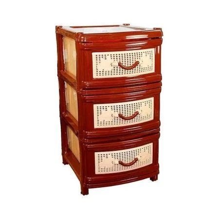 Комод 3-х секционный 48*38*98см пластик коричневый (1)