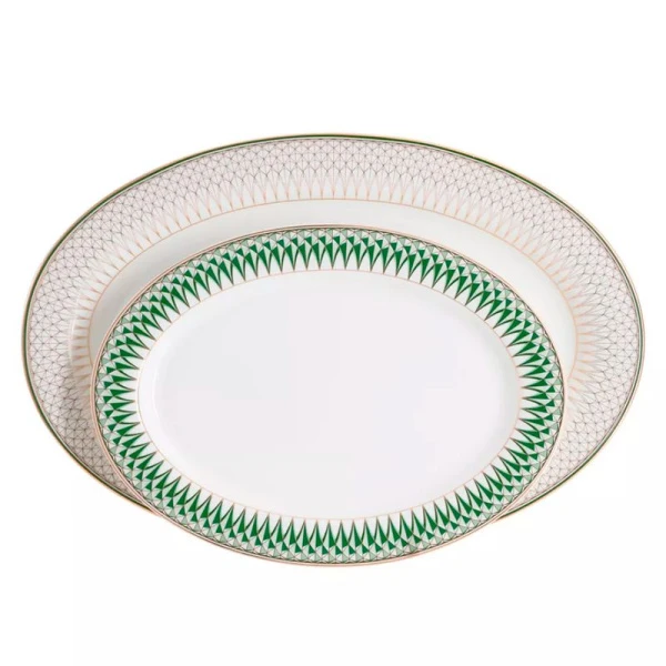 Столовый набор 27пр фарфор ИЗУМРУД на 6 персон бело-зеленый с золотистым кантом AL-1005/27-E11 (2)