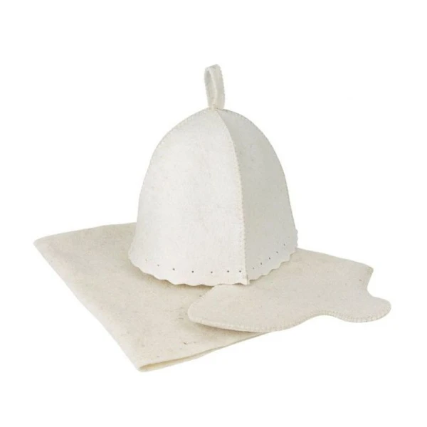 Набор для бани 3пр (шапка Classic white, коврик, рукавица) Бацькина баня (10)
