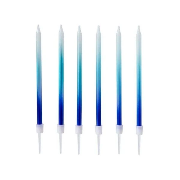 Набор свечей для торта парафин 6шт градиент сине-голубые PATERRA (24)