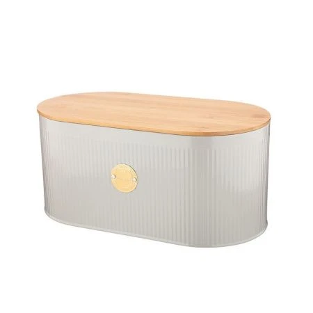 Хлебница 34*18*15см окрашенная нерж.сталь бамбук.крышкой-доской (4)