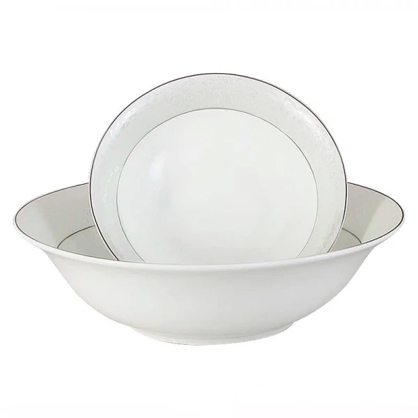 Столовый набор 27пр фарфор МЕЛИСЕНТА на 6 персон белый с серебристым кантом AL-14-310/27-E5 (2)