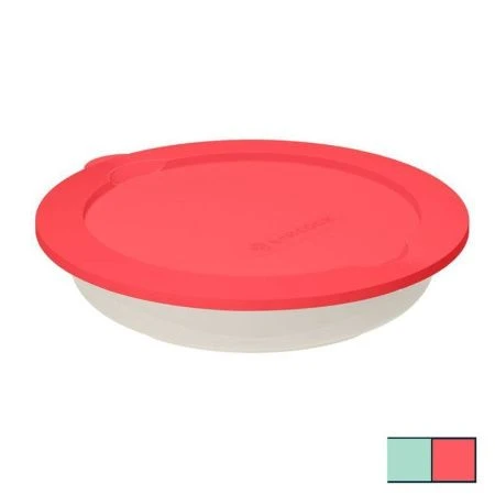 Тарелка 18,5см пластик с крышкой микс (18)