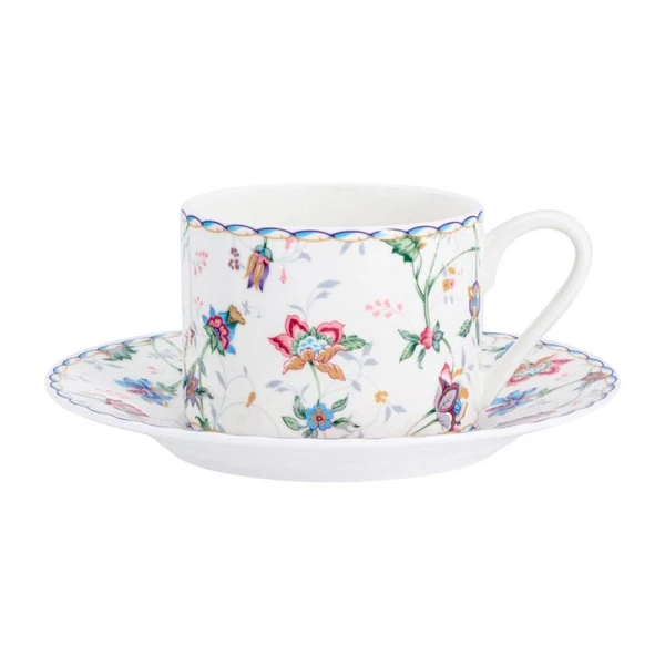 Чайный набор 2пр фарфор БУКИНГЕМ на 1 персону 220мл белый Цветы подар.уп. AL-1003B-E11 (24)